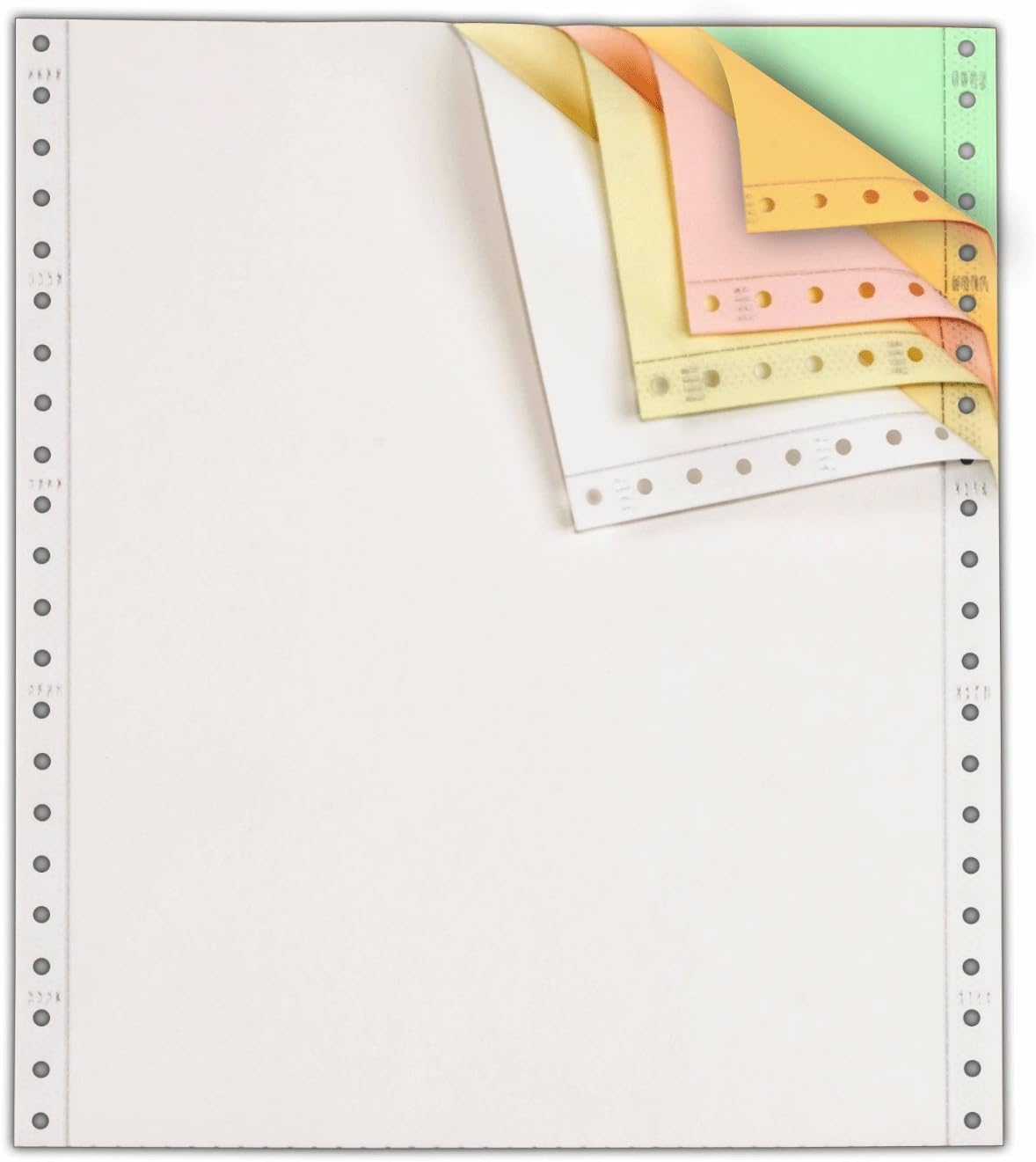 9.5 x 11 Label Outfitters® Pinfeed Computer Paper 650 sets of 5 part, White, Canary, Pink, Gold, Green