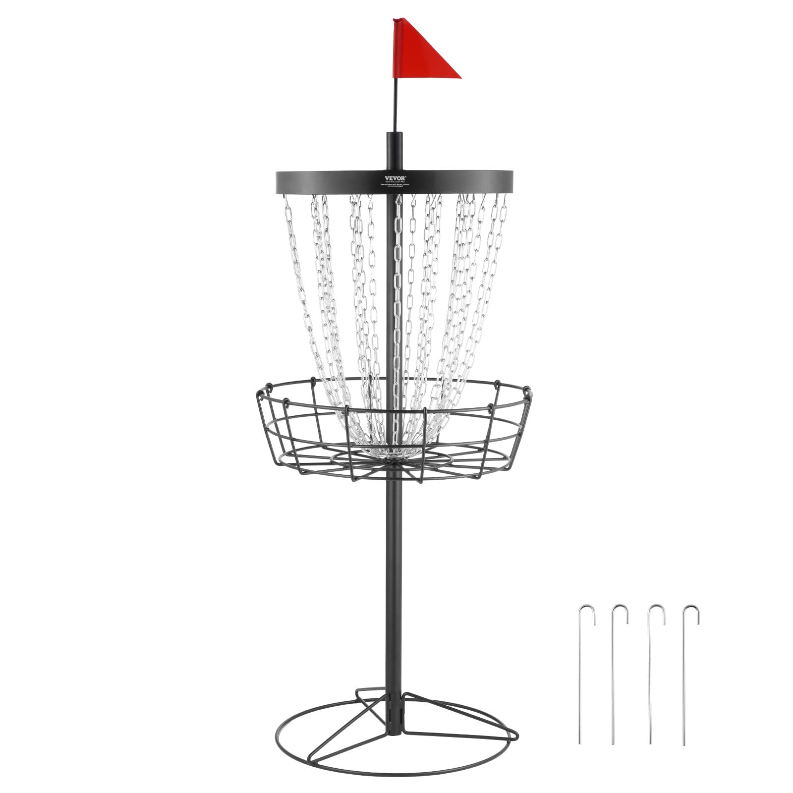 VEVOR Canasta de Golf con Disco de 24 Cadenas Objetivo de Golf con Disco de Acero Portátil Canasta de Golf con Disco para Uso Interior y Exterior, Equipo de Entrenamiento Profesional, Negro