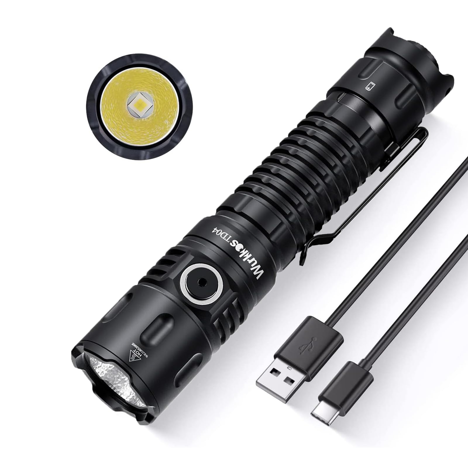 Wurkkos TD04 Torches LED Super Bright Rechargeable Flashlight,LED Torch 7 Light Modes,Tactical Torch 3000 Lumen,Flashlight Battery Powered USB-C Rechargeable for Dog Walking Camping Emergency — image 1