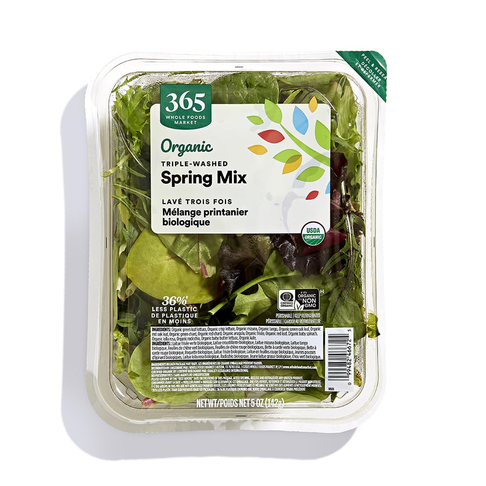 365 by Whole Foods Market Organic Spring Mix, 5 oz - Triple-Washed Fresh Salad Greens Blend