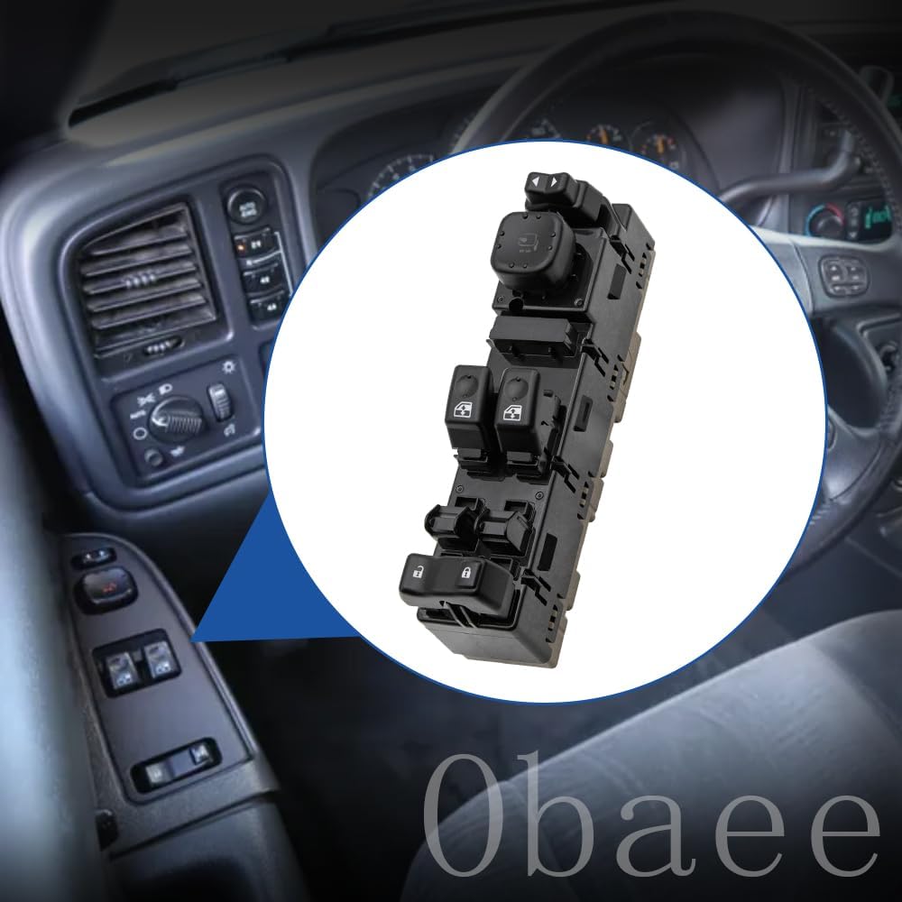 Obaee 15883322 Master Power Window Switch Control with Folding Mirror 2 Door Compatible with 2003-2007 Chevrolet Chevy Silverado 1500 2500 3500, GMC Sierra 1500 2500 3500 Classic, Replaces DWS-248