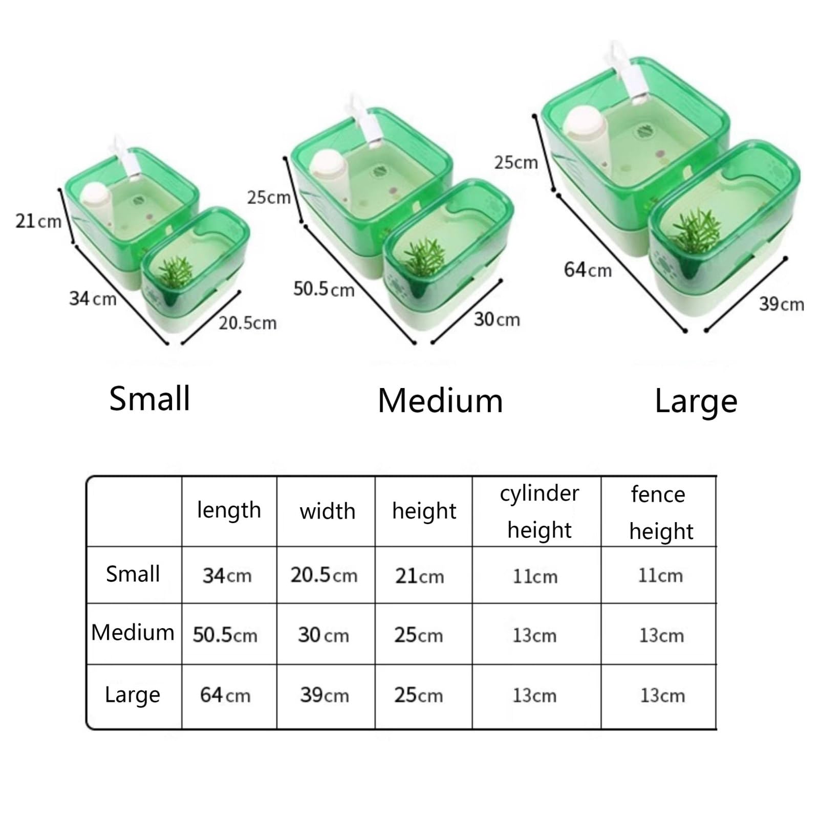 Acuario para Tortugas Tanque de alimentación Tortugas con Drenaje Doble Capa for separación(Pequeño)