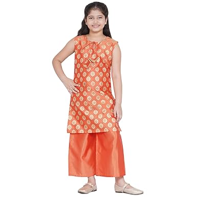Bitiya By Bhama Girls Silk Kurta & Palazzo