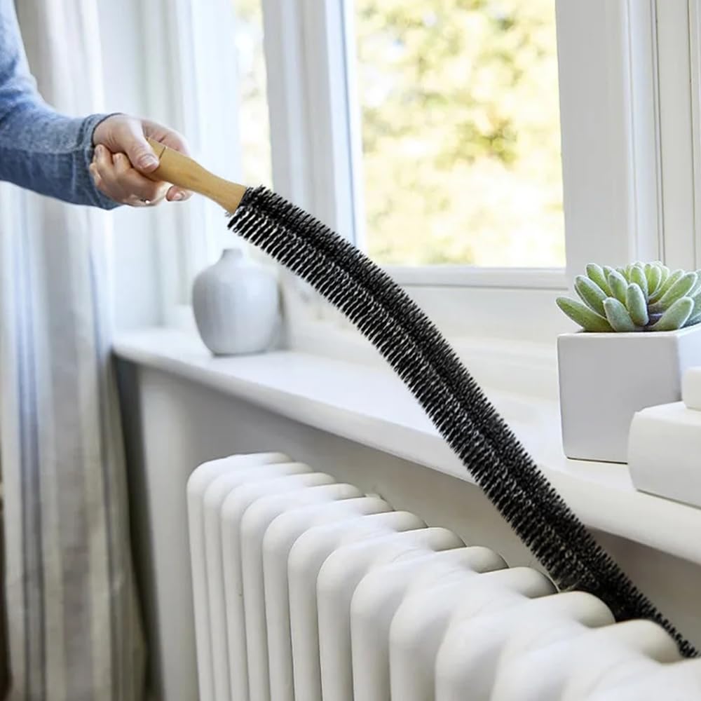 2 Stück Heizkörperbürste, 75cm Heizungsbürste Heizkörper Flexibel Reinigungsbürste Schonende Borsten mit Griff für Heizung Heizungkörper