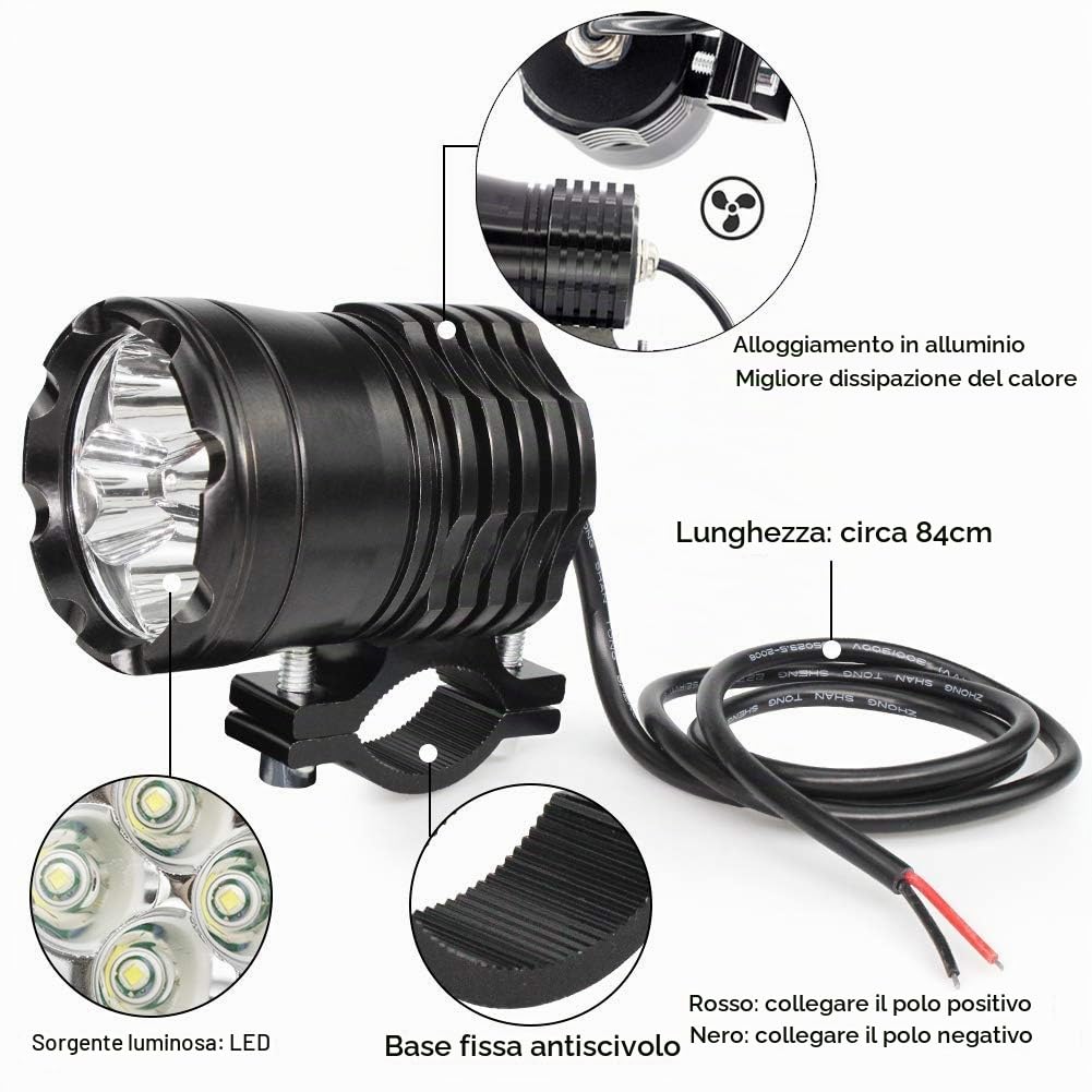 Biqing 2Pcs 40W Fari Anteriori per Moto, LED Faretti Frontali Supplementare del Motociclo del LED Fendinebbia 12V 24V Motos Faro da Lavoro Luce 6000K per Veicolo Moto Motocletta Bici Auto Barca