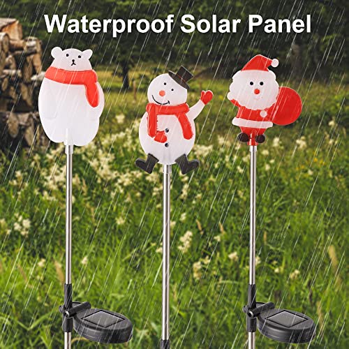 Maggift 3 Pack Outdoor Solar Christmas Garden Stake Lights, Solar Powered Santa Claus, Snowman & Polar Bear Figurine Lights, Warm White Led Landscape Lighting, Waterproof For Patio Yard Decorations #TOP5
