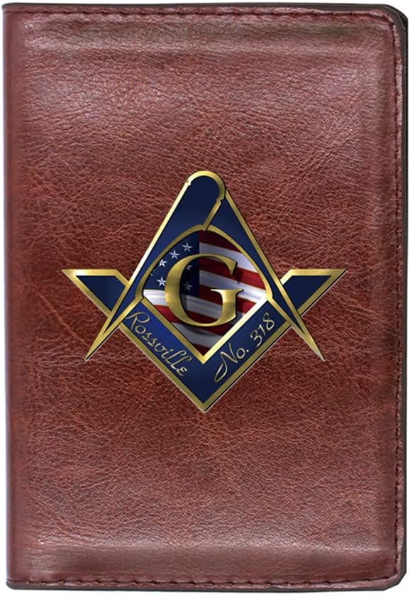 Freemason Travel Passport Holder Cover Wallet, Vaccine ID Bank Card AG Masonic Leather Case Holder Combo Document Organizer Case, Men Women Father Husband Boyfriend Gift,Brown,Style12