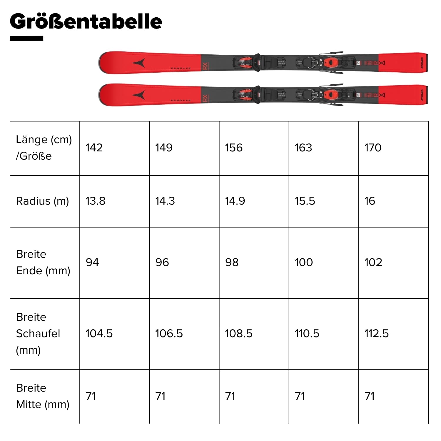 Atomic REDSTER RX Ski I Skier für Damen & Herren I Hochwertige Ski mit Bend-X Technologie für mühelose Schwünge I Mit Densolite Core für optimale Dämpfung