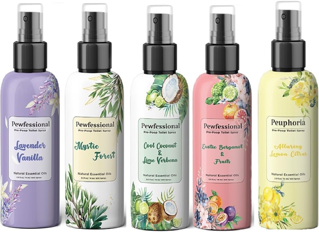 Toilet poop spray, Bathroom Odor Deodorizer and Air freshener, 2.5 oz, 5 Pack, Pocket Size, Travel size