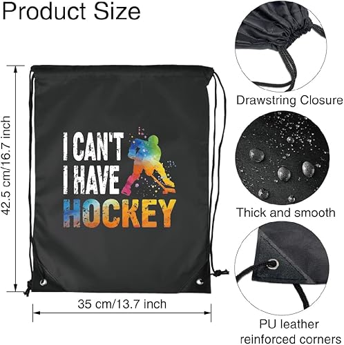 Miniatura 2 de Pishovi I Can I Have Hockey - Bolsa deportiva impermeable con cordón para hombre y mujer, regalos de jugador de hockey, regalo de hockey para