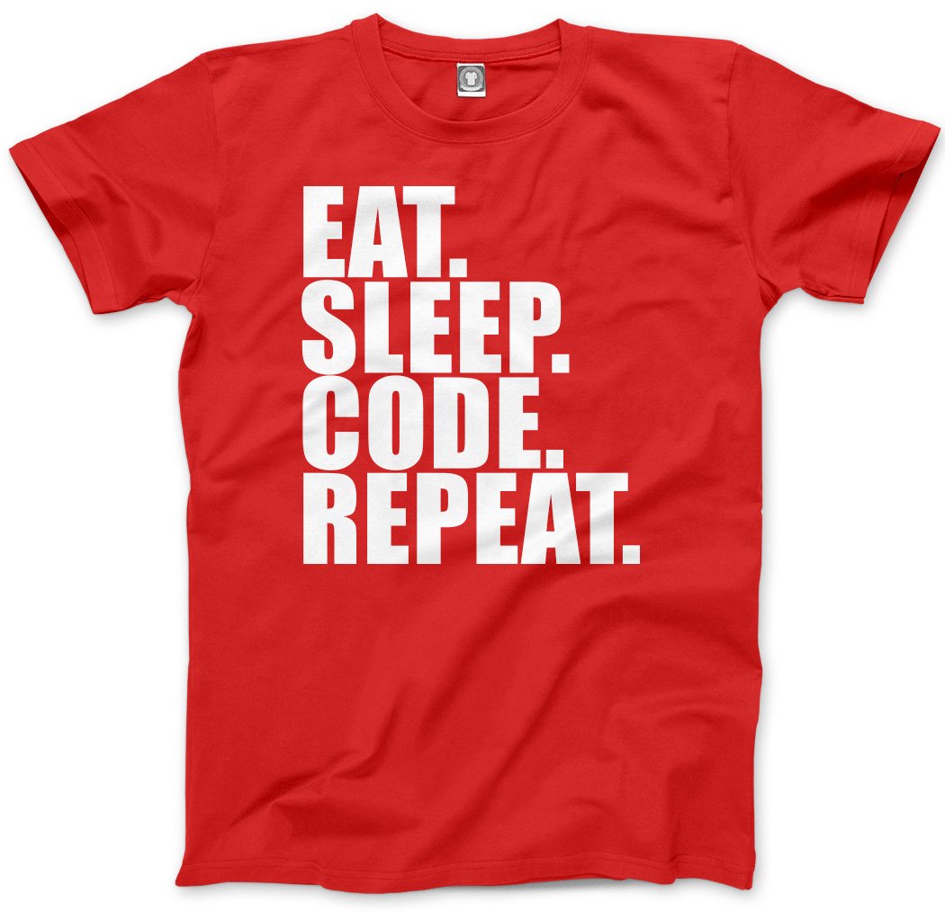 Hotscamp Red Eat Sleep Code Repeat Kids T-Shirt - 9-11 Years