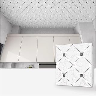 Housetop Aluminum Acoustic Ceiling Tiles, for Wall Coverings with Accessories Ceiling Grid, Reusable 3D Wall Panel for Home Theater Office(D-White,2pcs-600x600mm)