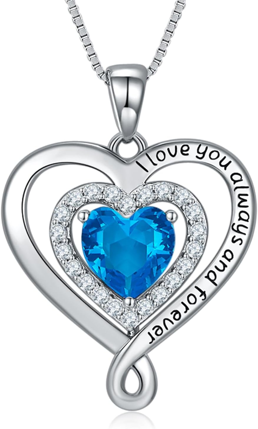 Infinity Heart Necklaces for Women | 925 Sterling Silver Diamond Jewelry for Wife Anniversary | Birthday Gifts for Her | Valentines Day Love Birthstone Pendant | Gifts for Mom on Mothers Day Christmas