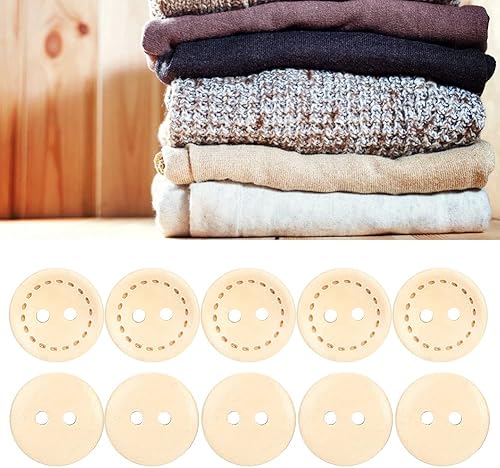 Miniatura 3 de Botones de madera, 100 botones decorativos de ropa, botones de costura de doble agujero, para manualidades, costura, ropa, tejer, hacer tarjetas de