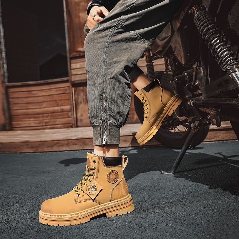 Yellow High top Men's Boots Autumn Winter Casual Tooling
