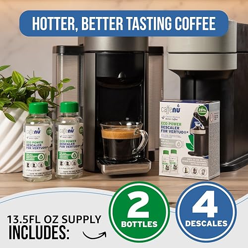 Miniatura 5 de Kit de descalcificación compatible con Nespresso. 2 botellas de solución descalcificadora Vertuo. Elimina la cal para un café más caliente.