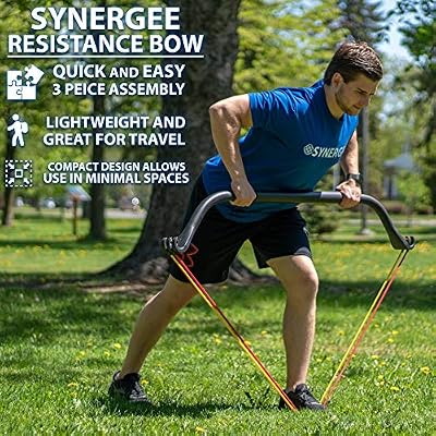 Synergee Resistance Bow. Portable Home Gym with Resistance Bands and Bar System. Collapsible Resistance Bar with Handles. Full Body Workouts for Home, Travel or Outdoors.