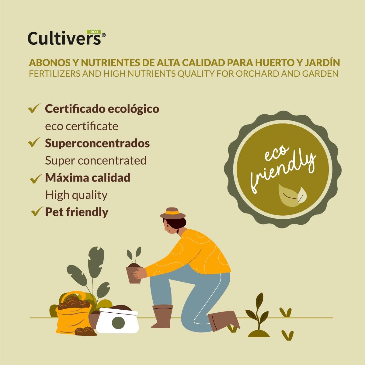 CULTIVERS Jabón Potásico Ecológico 5 L | Súper Concentrado para Limpieza de Plantas y Hojas, Uso en Jardinería Doméstica, Huertos Urbanos y Agricultura Ecológica
