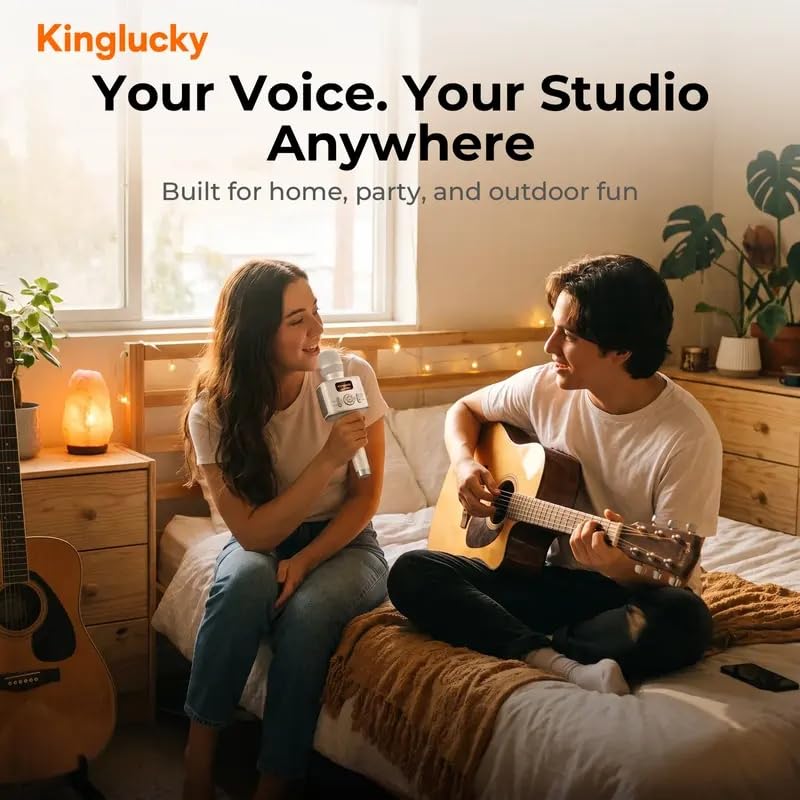 Image of Kinglucky H100 Karaoke Microphone with 7 Sound Modes & Ai Vocal Remover | Voice Changer, Karaoke Mic with 50W Speaker, Echo Adjustment TWS,Built-in Recording,For Car Party Home Teaching
