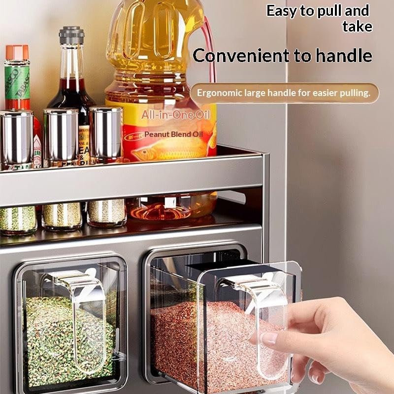 KANVIPRIYA No Drill Metal Double Tier Modern Kitchen Spice Rack Multifunctional Wall Mounted Home Use Seasoning Storage Box (Small) 3