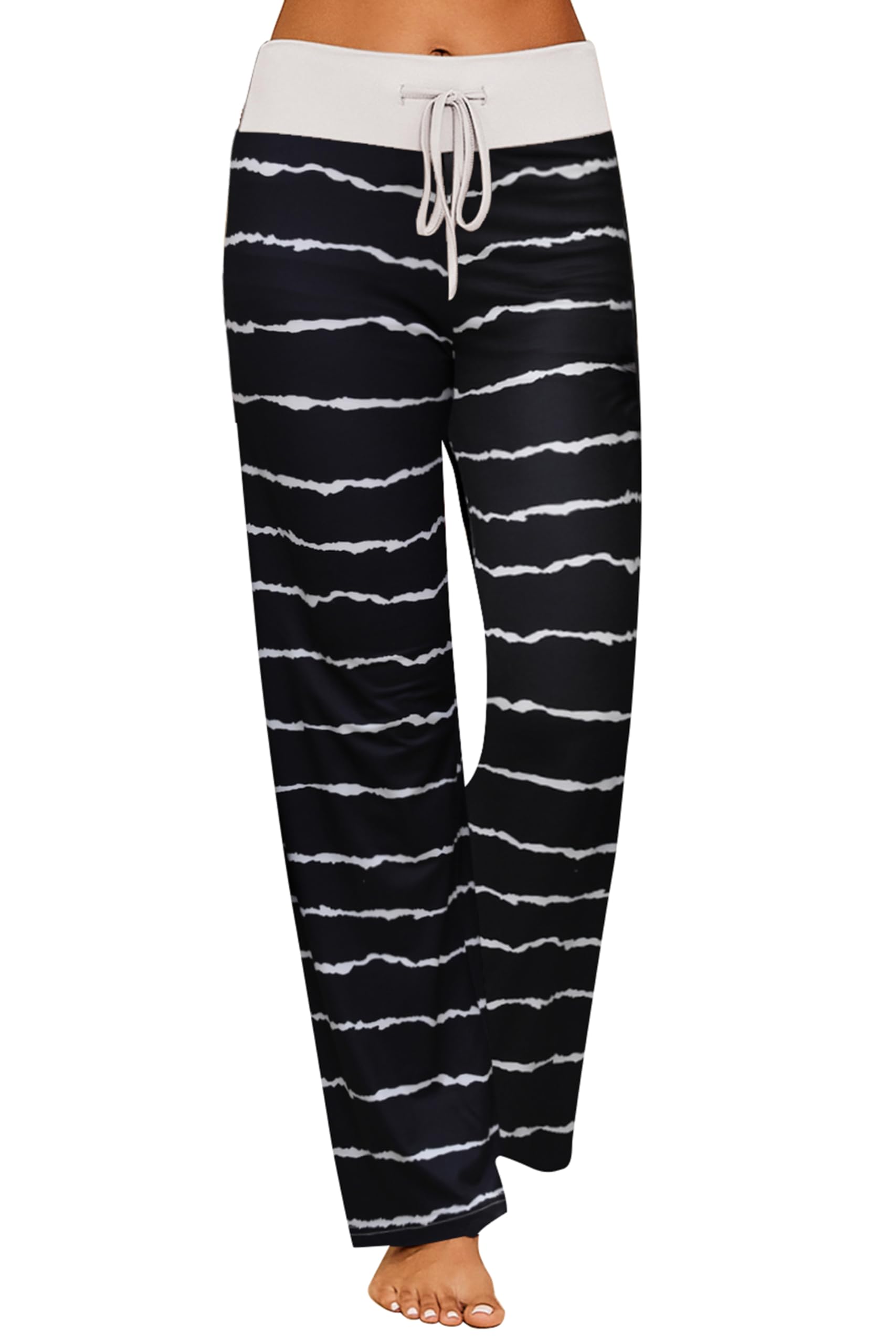 Ekouaer Damen Schlafanzughose Lang Pyjamahose Weiche Schlafhose Yoga Hose Freizeithose mit Kordelzug S-XXL