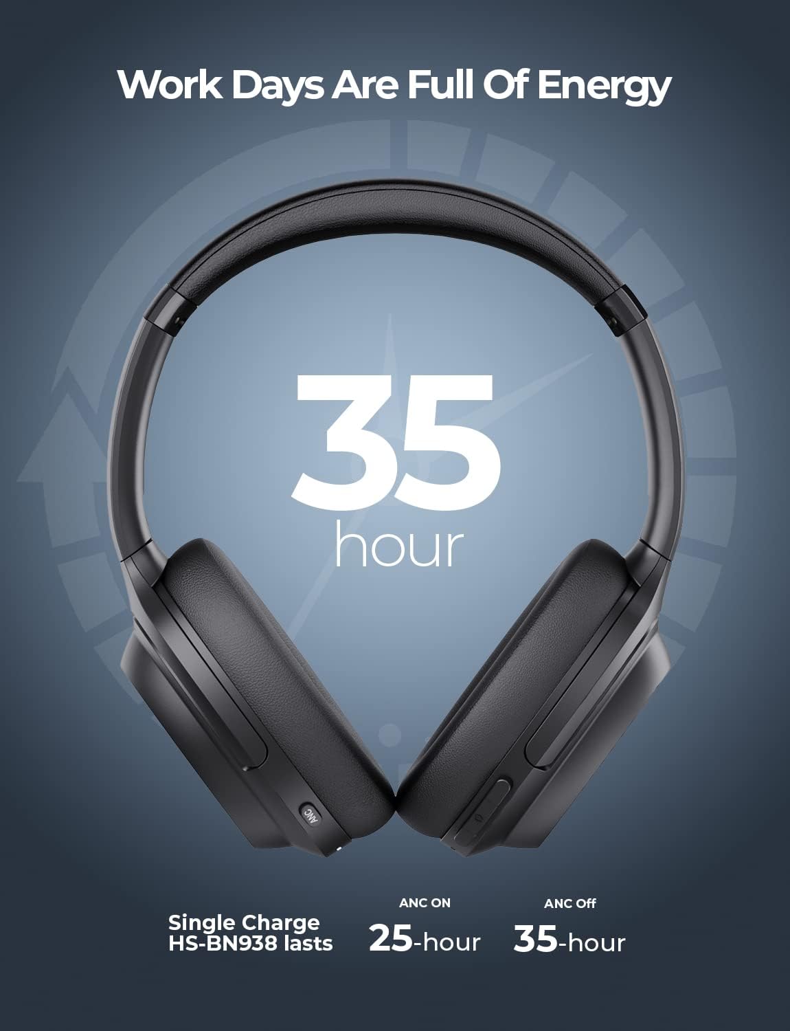 HONSENN Active Noise Cancelling Headphones with Ultra Long Range Lossless Bluetooth Headphones for Office, Travel, Gaming Easy to Switch Devices Works on PC, Notebook, Mobile