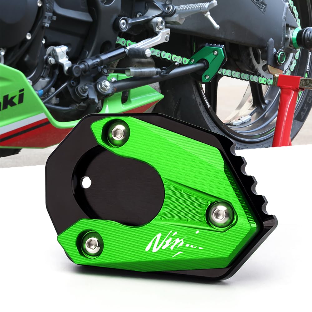 Velospeed For Kawasaki Ninja650 2017-2022 Ninja 1000 1000SX 2018-2022 Ninja300 2013-2020 Motorcycle CNC Support Extension Plate Kickstand Side Stand Pad ninja 650 Accessories (green)