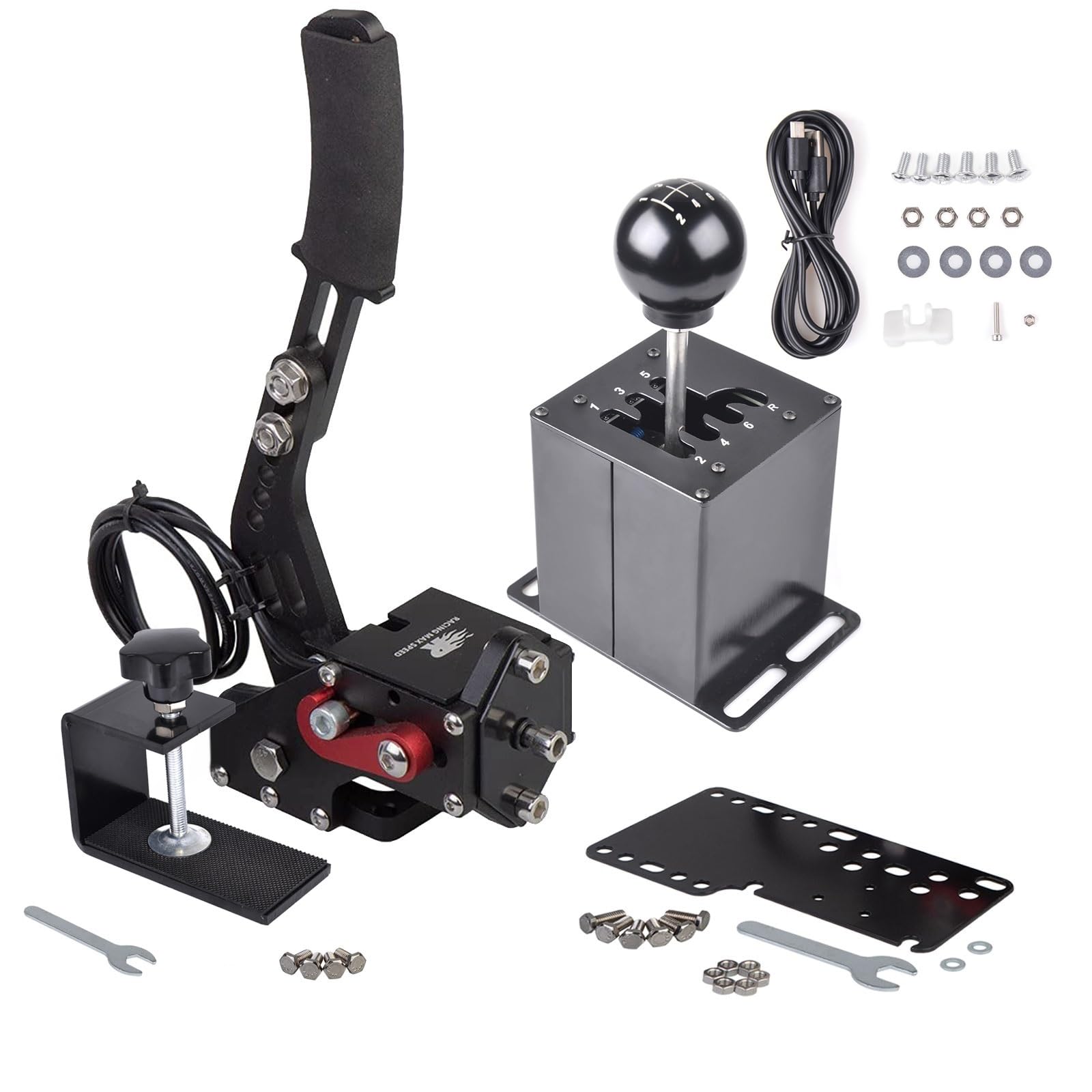 Elektroniczny hamulca Pasuje Do Układu Hamulcowego Logitech 16-bitowy Czujnik Halla USB Hamulec Ręczny Z Dźwignią Zmiany Biegów 6/7R Do Gier Wyścigowych G25/G27/G29T300T500