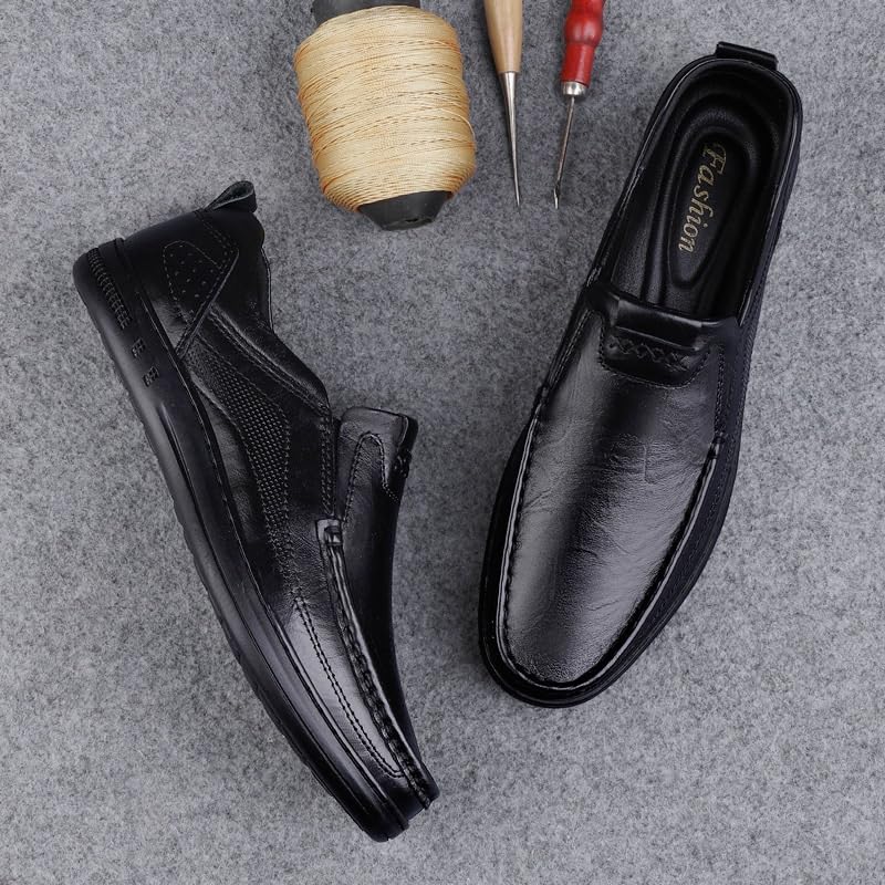 Men's Slip-on Casual Shoes Low-Heeled Oxford Shoes wear-Resistant Round-Toed Non-Slip Comfortable Shoes for Middle-Aged Elderly for Men4