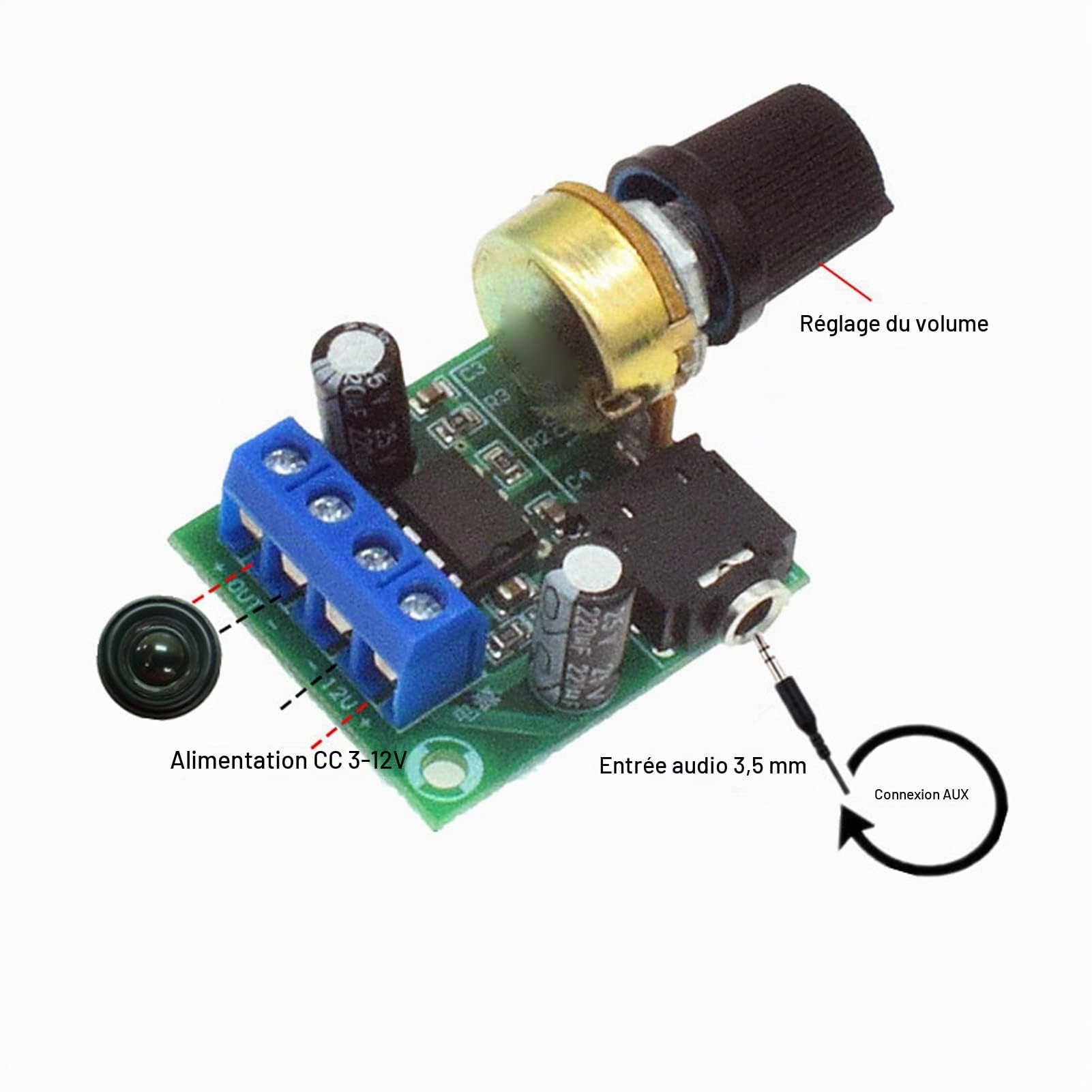 5PCS Mini Amplifier Board, LM386 Audio Amplifier Board, DC 3V à 12V Digital Stereo Power Amp, 0.5W à 10W Power, for Speaker Sound System DIY