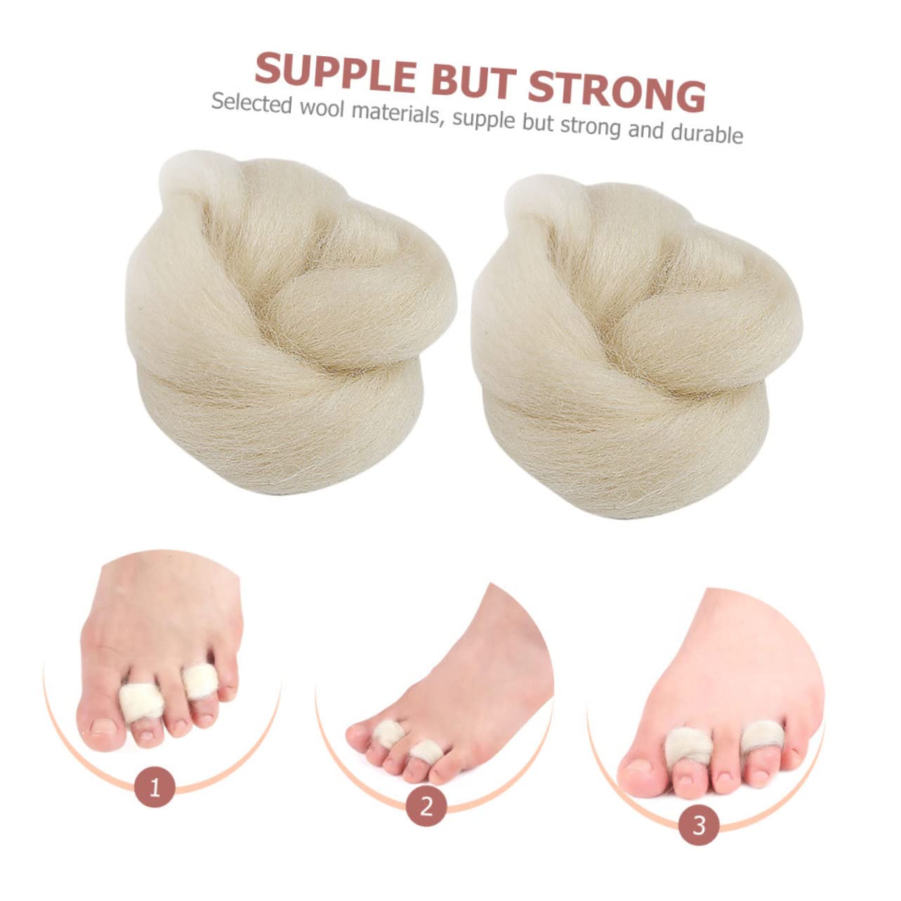 GOOHOCHY 2pcs Wool Toe Separator Toe Woolen Spacers Lambs Wool Toe Pad Pedicure Separators Toe Spacer Overlapping Toe Separator Portable Toe Dividers Woolen Toe Dividers Pointe Shoes Small