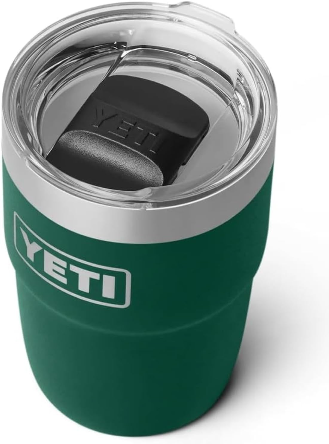 YETI Rambler 8 oz (236 ml) Stackable Cup with Durasip Ceramic Lining, Stainless Steel Vacuum Insulated Coffee Cup with Removable Magslider Lid, Black Forest Green