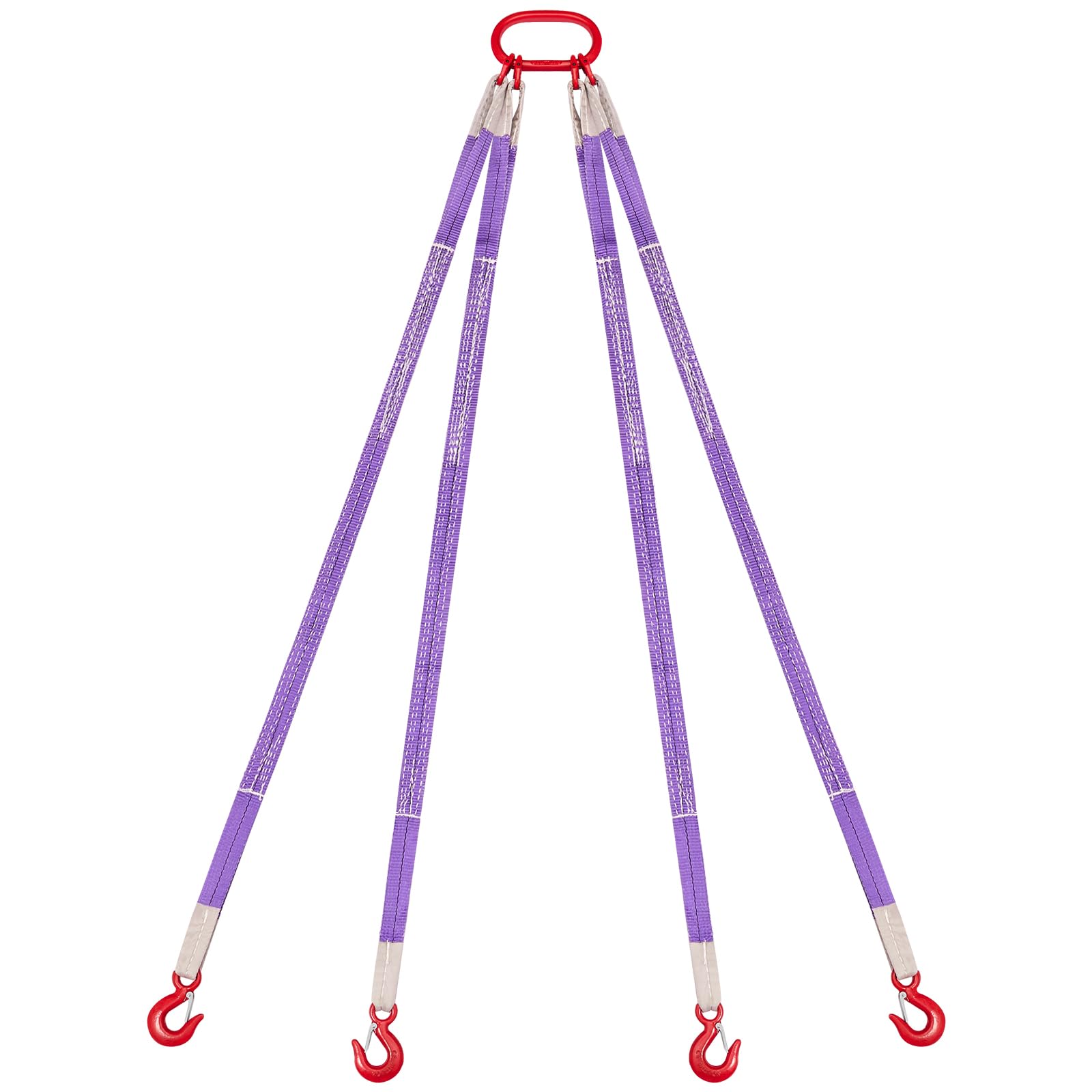 VEVOR Correas de Eslinga de Elevación de Poliéster, Cuatro Patas con Ganchos, Capacidad 3 T, Correa de Aparejo Resistente de 1,5 m, para Motores, Grúas, Polipastos y Camiones,1800 x 120 x 60 mm