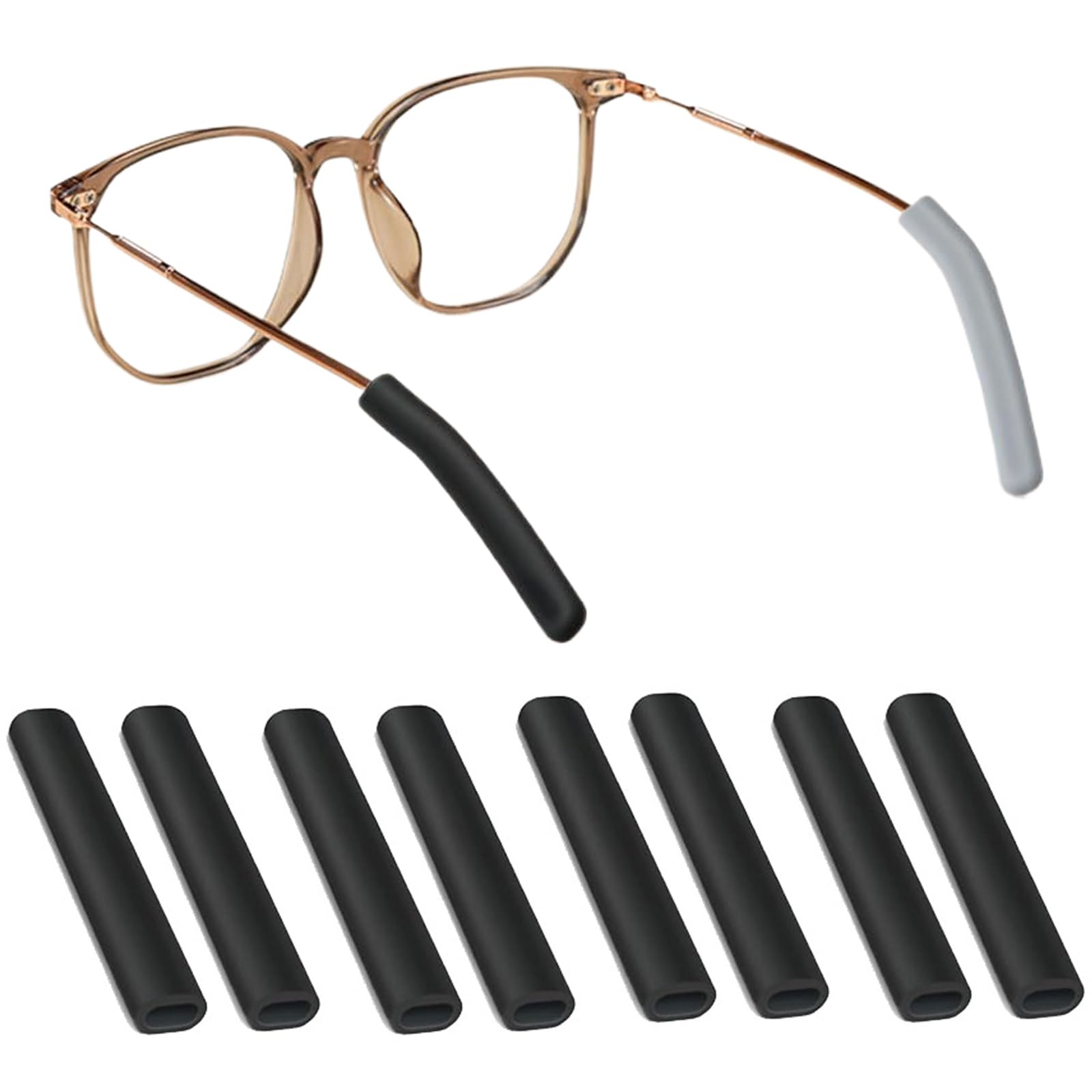 Silicone Glasses Ear Cushion,Anti Slip Glasses Ear Grip, Eyeglass Ear Cushions for Pain,Temple Sleeves Tips,4 Pairs