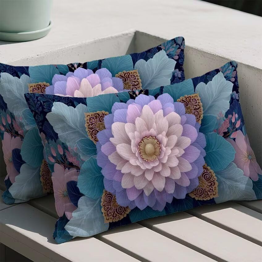 Coussin extérieur imperméable 60x80 en lin lilas résistant aux intempéries