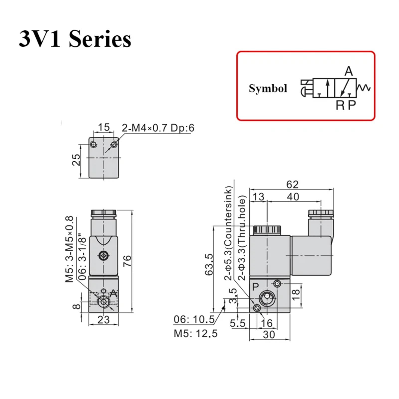 3V1-M5 3V1-06 AC110V AC220V DC12V 24V Válvula de compresor Aire 1/8 "NC válvula solenoide Aluminio neumática Normalmente Cerrada(3V1-06 and 10mm,DC24V)