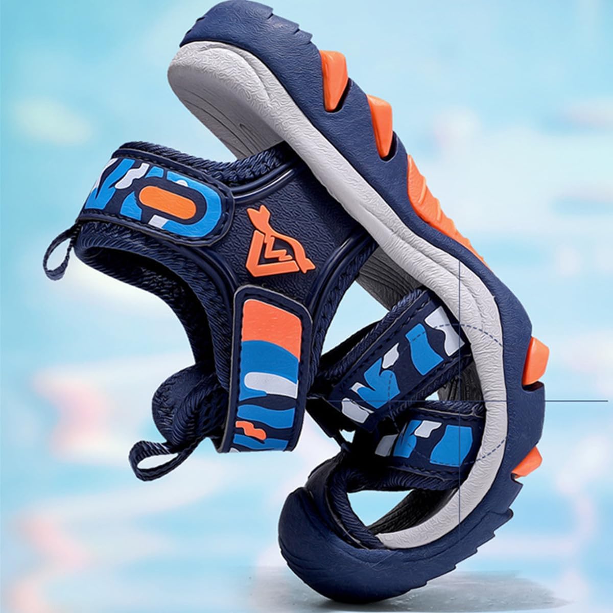 BININBOX Boys Girls Sport Sandals Breathable Lightweight Outdoor Play Casual Closed Toe Hook and Loop Beach Shoes