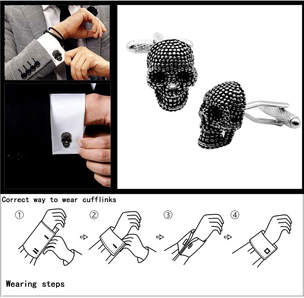 Personalized Skull Cufflinks for Men Cuff links Mens Gemelos Para Camisa De Hombre Unique Cufflinks 3D Designs for Men's Shirts and Dresses Halloween Gifts
