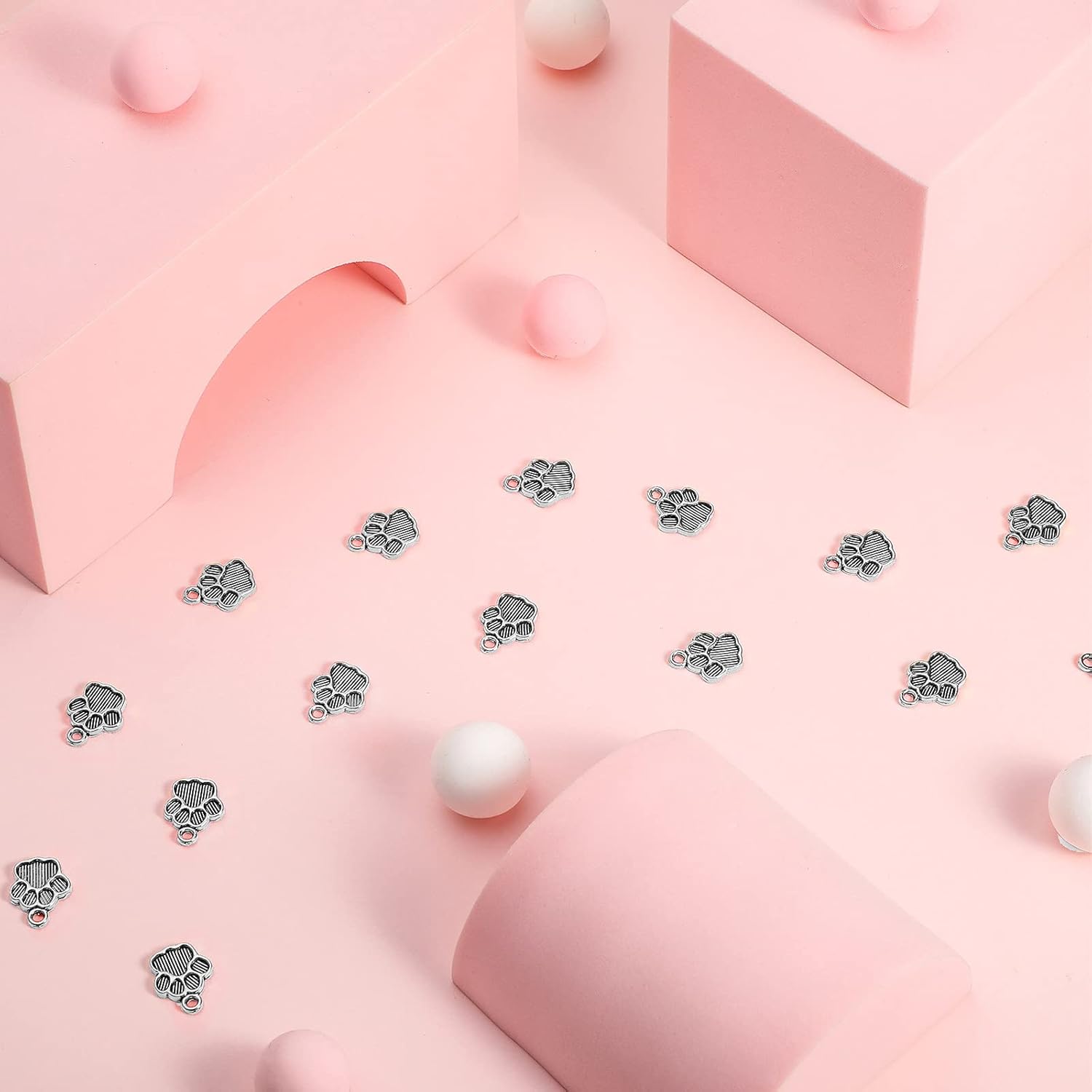 Junkin 120 Pieces Dog Paw Print Charms Animal Footprint Pendants 15x12 mm Metal Puppy Prints Charms for Jewelry Making DIY Necklace Bracelet(Ancient Silver) - Image 4