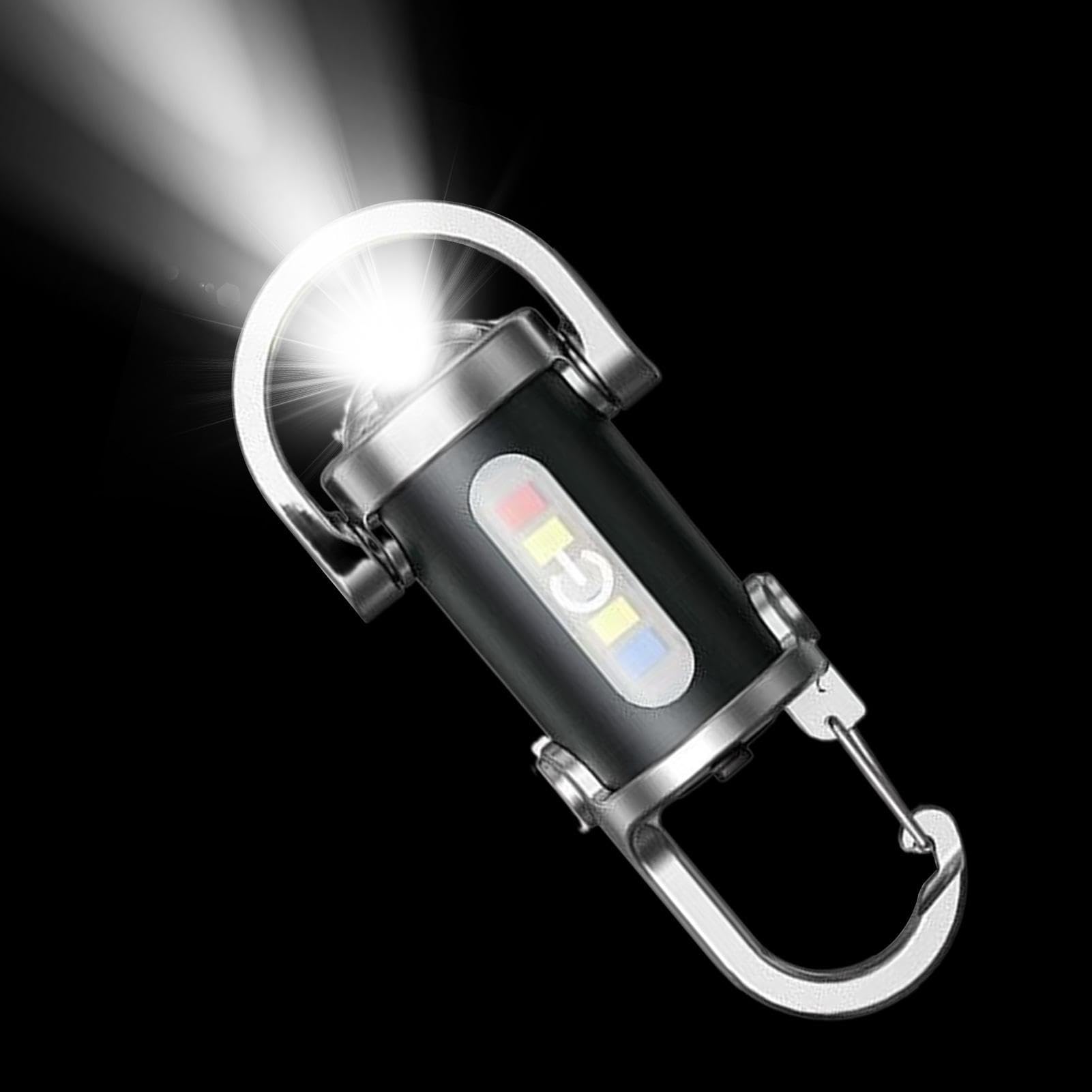 Draagbaar, oplaadbaar, USB, LED, mini-zaklamp, zaklamp, sleutelhanger, waterdicht, kleurrijk, 1 stuk (zwart