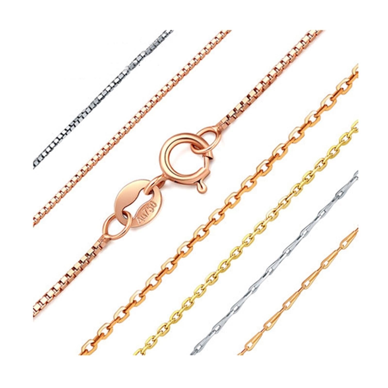 Collar de oro rosa de 18 quilates Au750, cadena de ancla/cadena veneciana/colgante Rolokette colgante, collar para mujer, collar de oro rosa de 18 quilates, collar para mujer, joyas