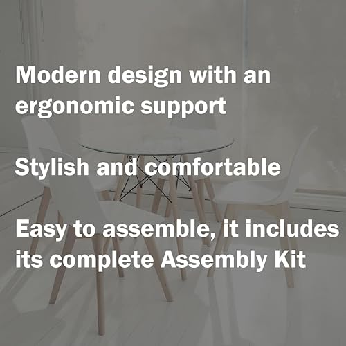 Miniatura 4 de +gardenlife Magnolia Nordic Chair Design - Sillas sin brazos laterales de plástico de madera para comedor  Juego de 4  Blanco