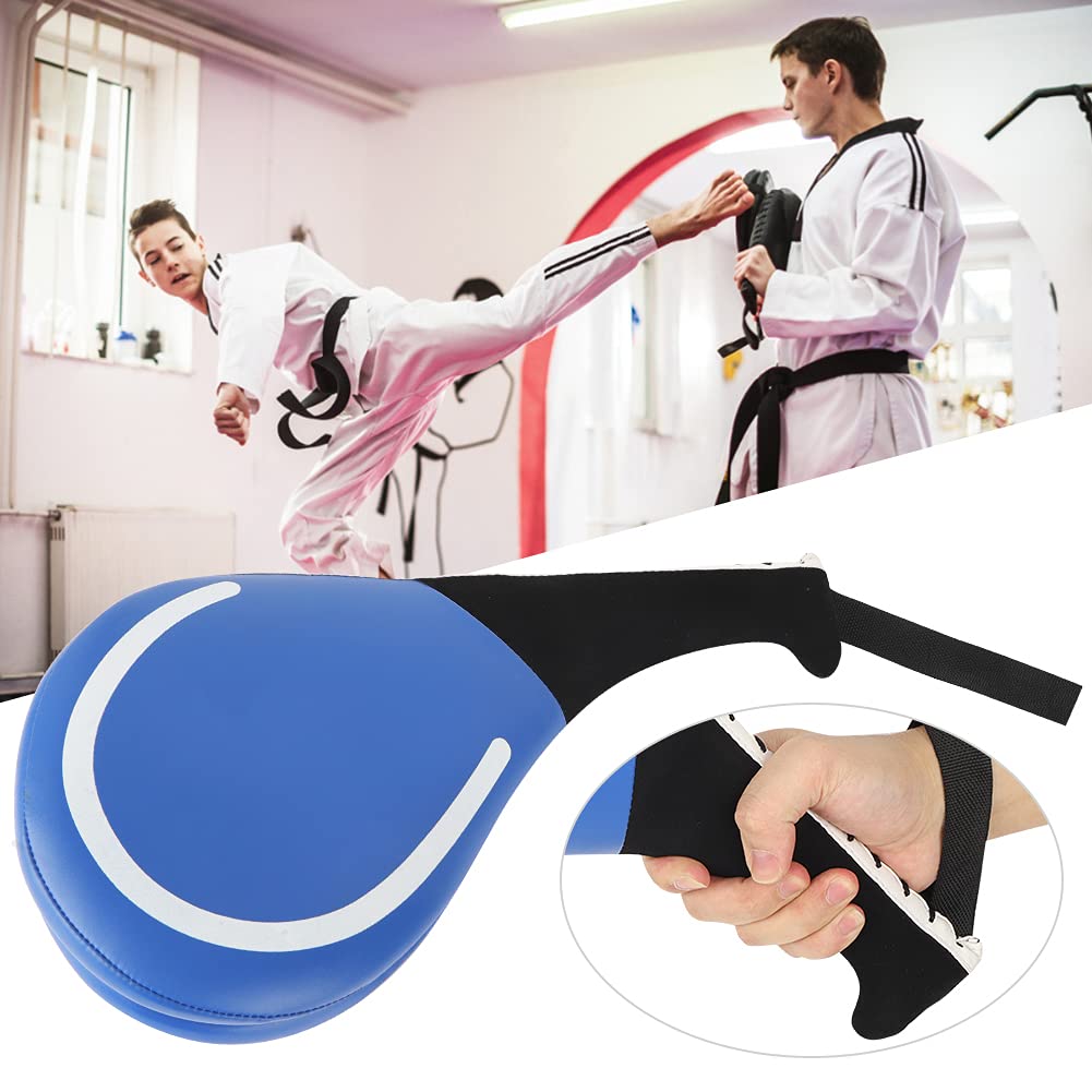 BORDSTRACT Taekwondo Kick Pads, Durevole Karate Foot Kicking Target, PU Leather Double Target Blade, Striking Pads per Kickboxing Training, Arti Marziali, Boxe, Muay Thai, Hapkido(Blu)