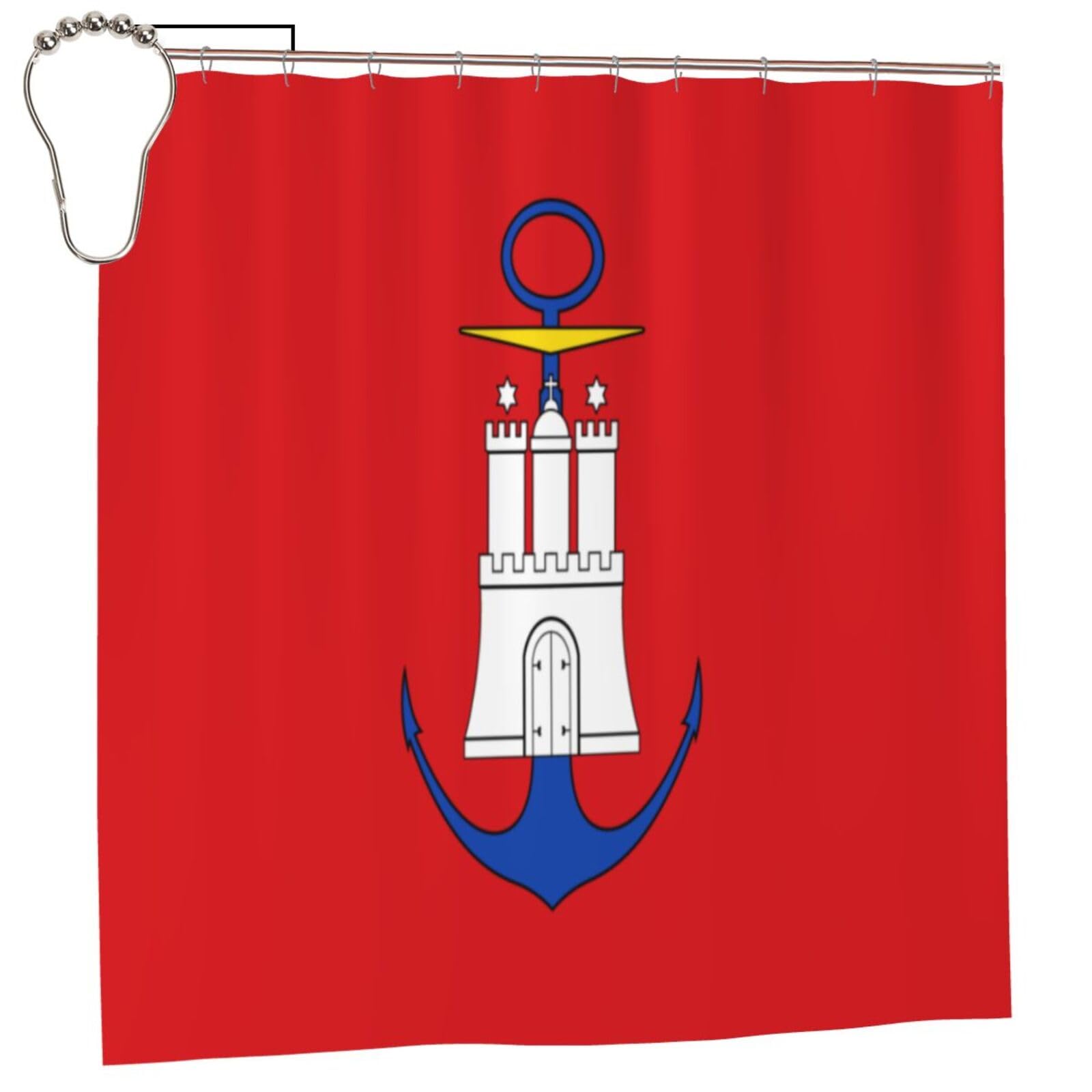 KLGRTJHK Hamburg Flag Shower Curtain 72x72in Bathroom Curtain﻿