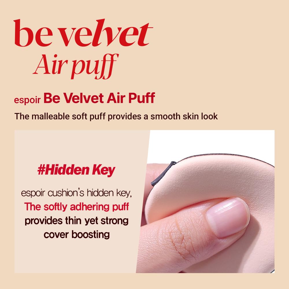 Espoir Be Velvet Air Puff 7pc | Soft & Smooth Sponge Applicator for Flawless and Easy Makeup, Suitable for Cushion and Liquid Foundation, Cream, Powder, Concealer, Round Shape, Korean Base Tools - Image 3