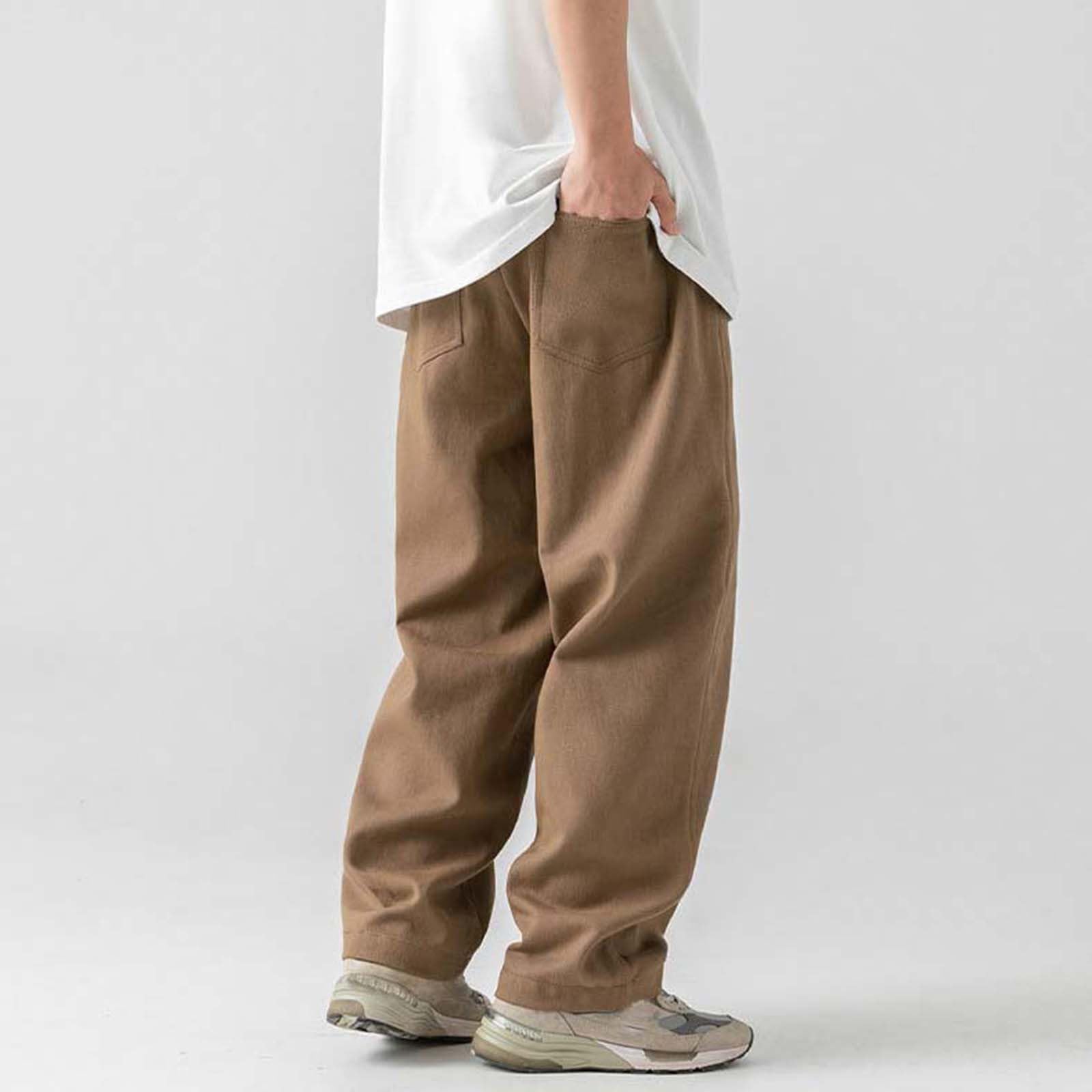Generico Pantaloni Casual Pantaloni da Lavoro da Uomo Stile Casual Molteplici Tasche Utili Coulisse in Vita Polsini Elastici in Tessuto Resistente La vestibilità Rilassata di Lino Uomo Cargo