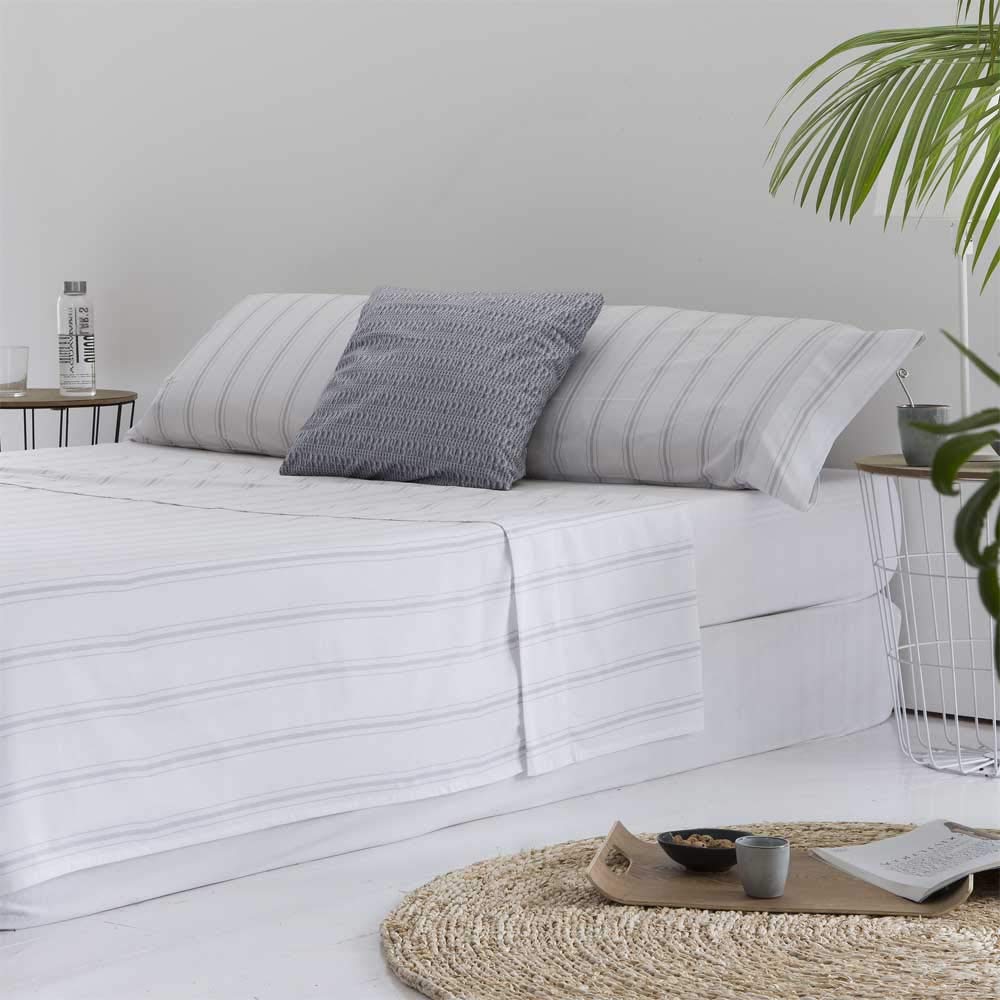 COTTON ARTean Juego sábanas Cama 150 Algodón Orgánico ZUMAYA Blanco | Incluye 4 piezas: encimera, bajera ajustable, 2 fundas de almohada. Certificado OEKO-TEX y GOTS