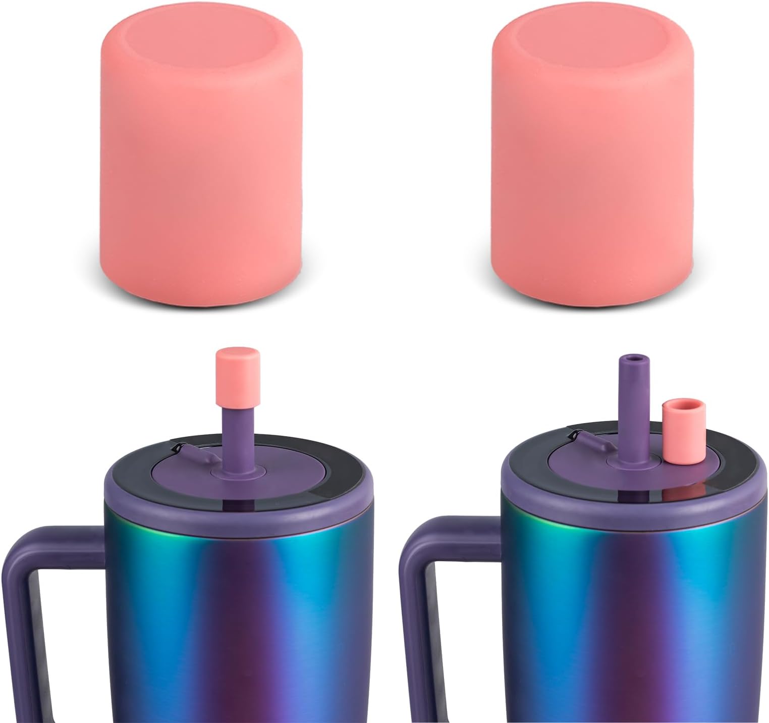 2 Pack Magnetic Straw Caps Compatible with BrüMate All Era and Resa Tumblers, Silicone Straw Caps Toppers Compatible with Brumate Accessories, Covers Protectors BPA Free (Pink)