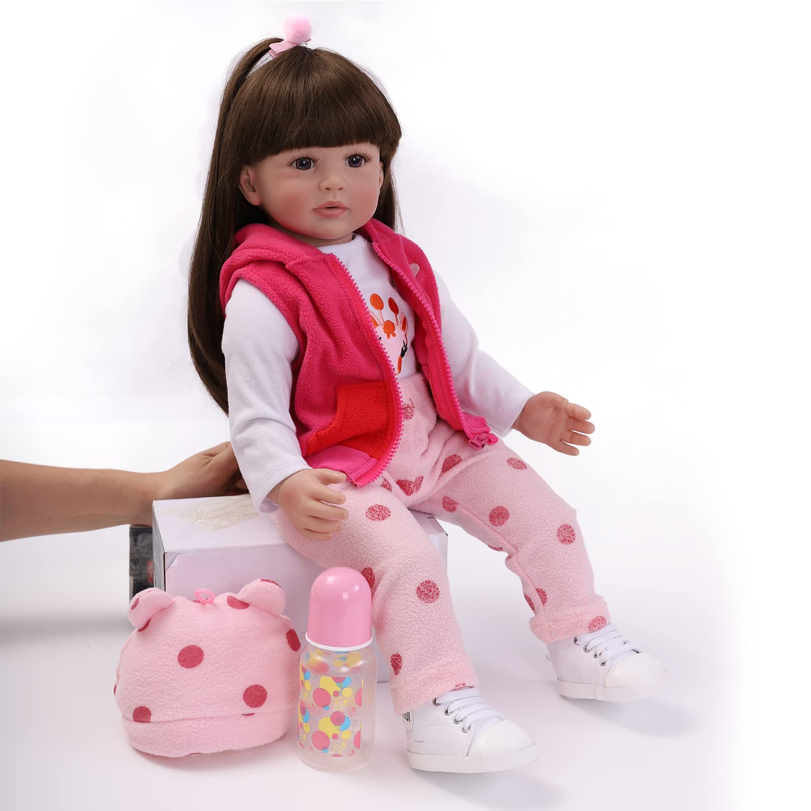ZIYIUI Muñecas Reborn Niña 22''/55cm Realista Vinilo de Silicona Suave Hecho a Mano Toddler Babies Baby Niña Magnetismo Juguetes Bebe