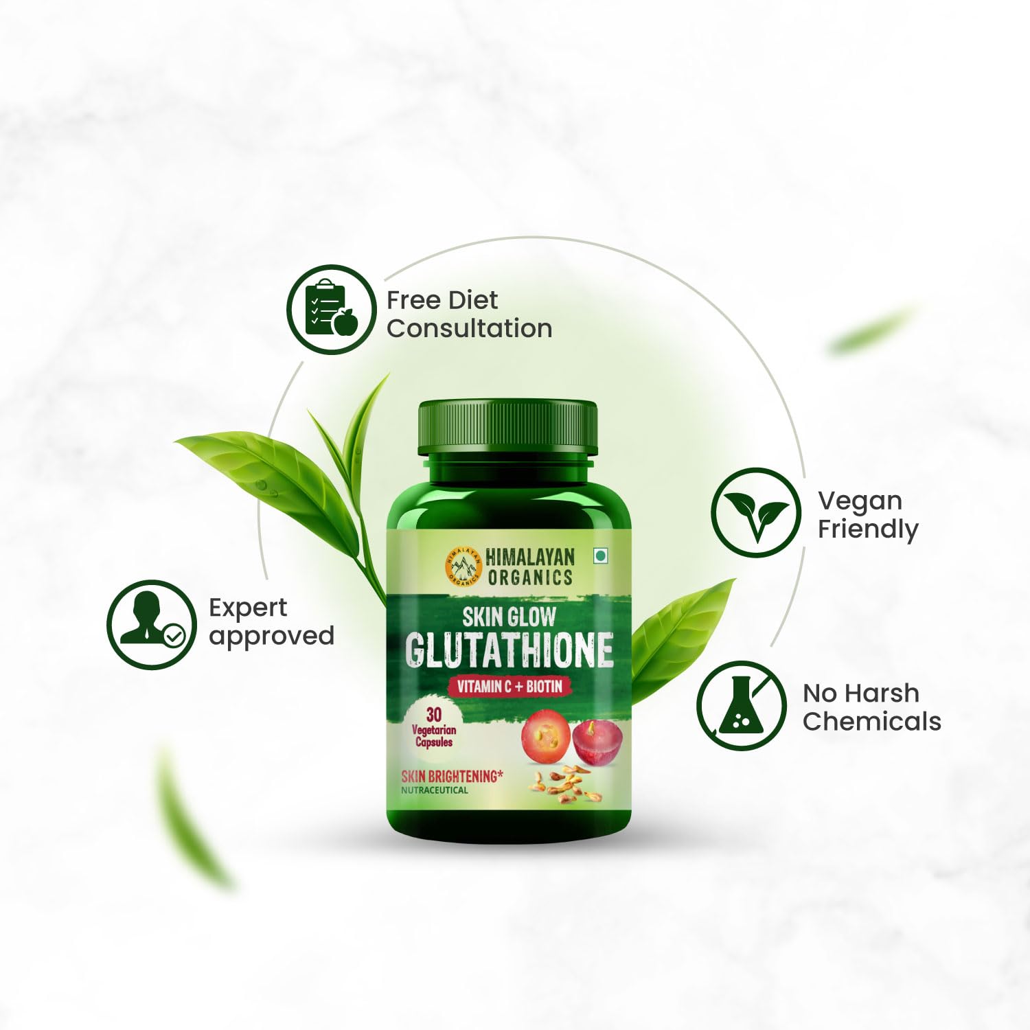 Himalayan Organics Skin Glow Glutathione with Vitamin C & Biotin | For  Healthy, Glowing & Brightening Skin - 30 Capsules : Amazon.in: Health &  Personal Care